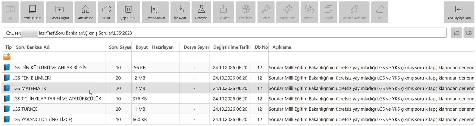 Çıkmış Sorular\LGS\2023 klasöründe ders ders altı soru bankası