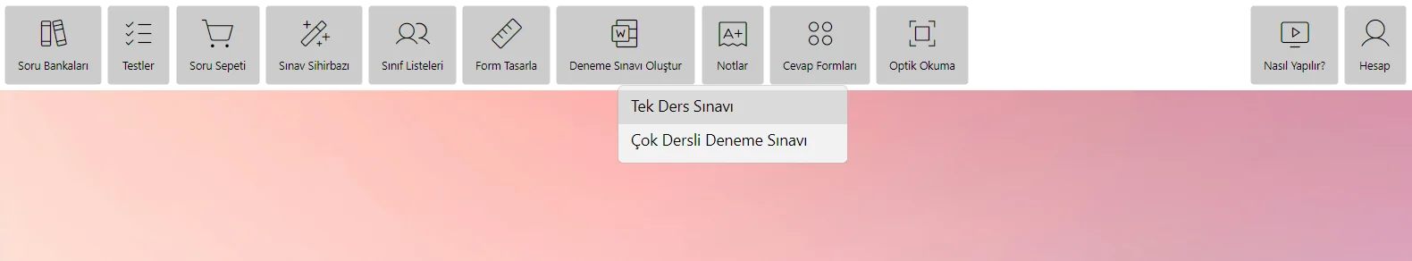 Ana sayfada Notlar menüsü açık