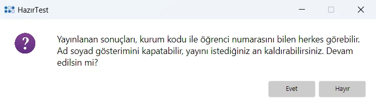 İlk yayında çıkan bilgilendirme onayı