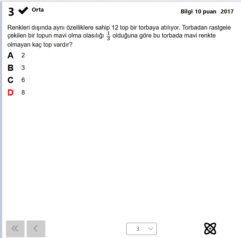 Soru bankasında çözümü olan sorunun kartında çözüm simgesi