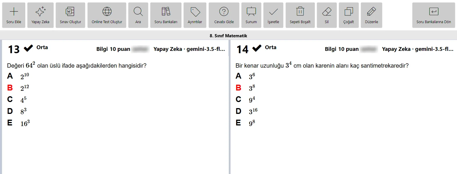 Yapay zekanın ürettiği iki soru; başlıkta Yapay Zeka kaynağı ve model adı